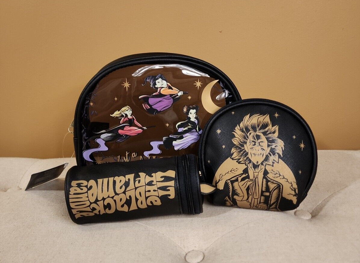 Disney Hocus Pocus Sanderson Sisters Cosmetic Bag 3 Piece Set Makeup Pouch NEW