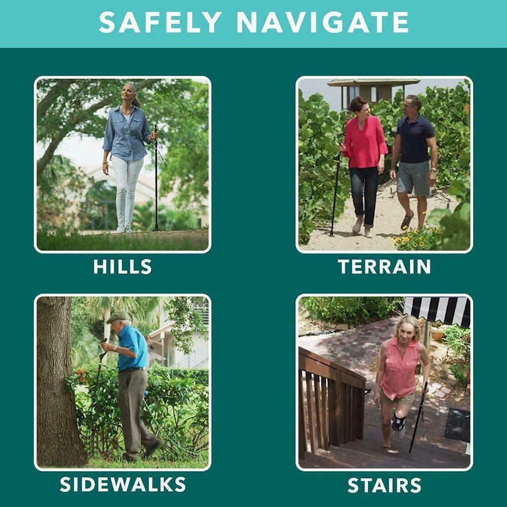 Adjustable Height, Foldable Straight Posture Walking Cane - US Trekking Pole