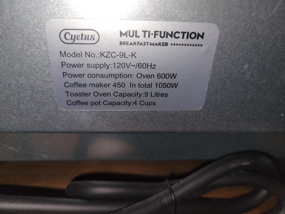 Cyetus Multi-function Breakfast Center Teal Model KZC-9L-K