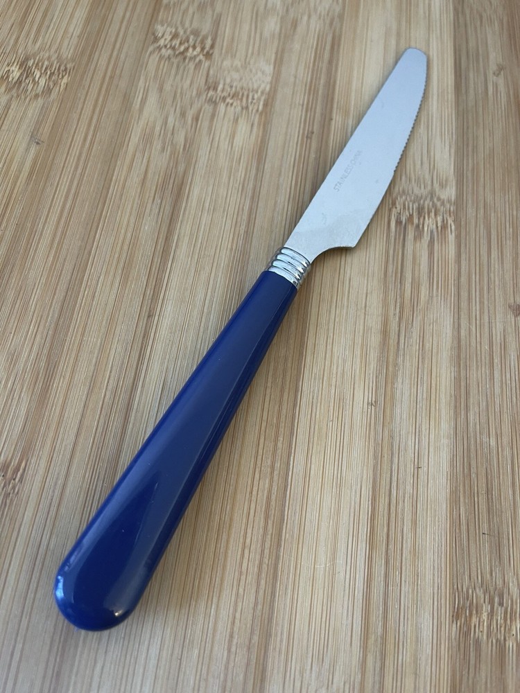 Gibson Stainless Plastic Handle Dark ROYAL BLUE Dinner Knife 8”