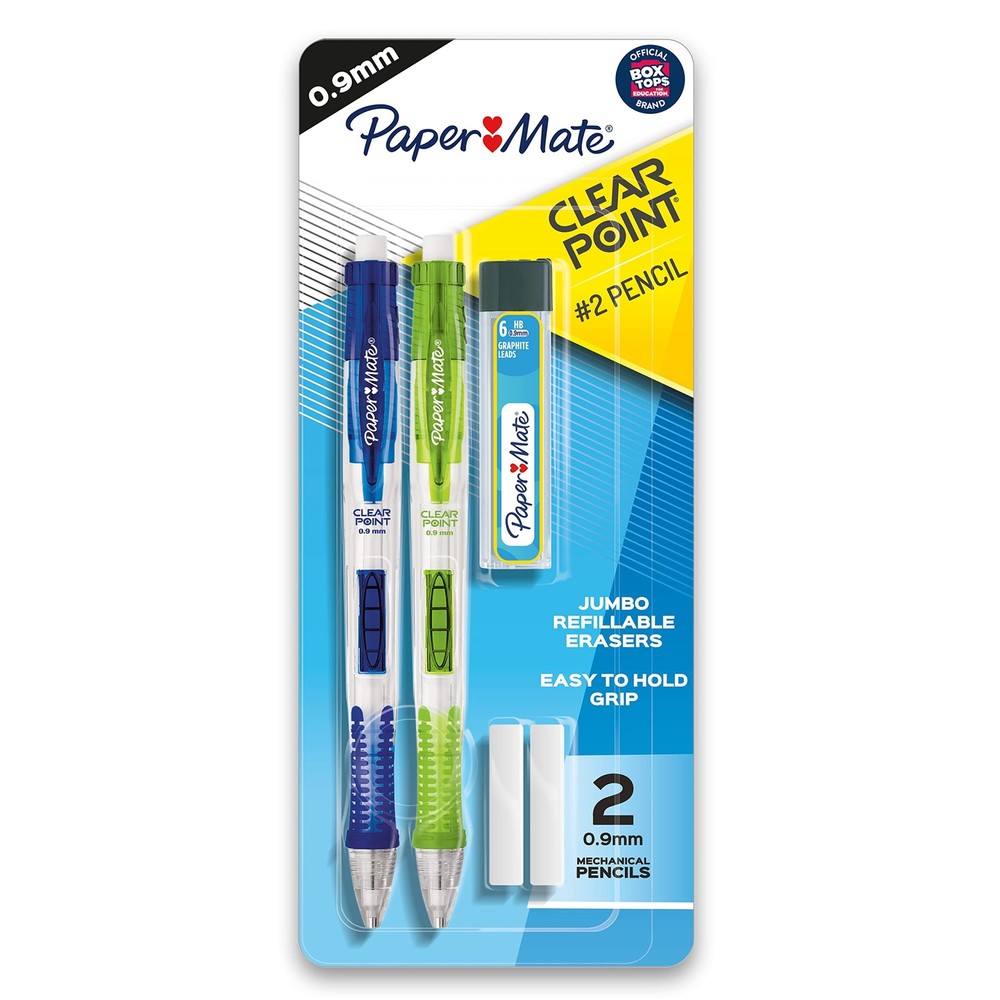 Paper Mate Clearpoint Mechanical Pencils, 0.9mm, HB 2, 2 Pack