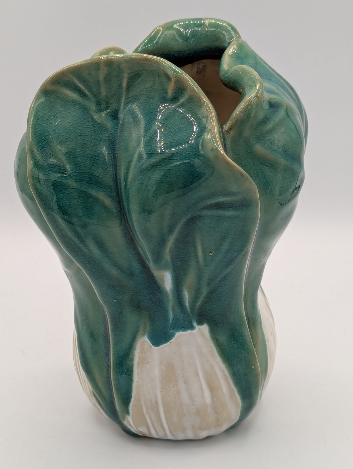Rare Vintage Chinese Bok Choy Hand-Made Ceramic 6" Vase, Mint