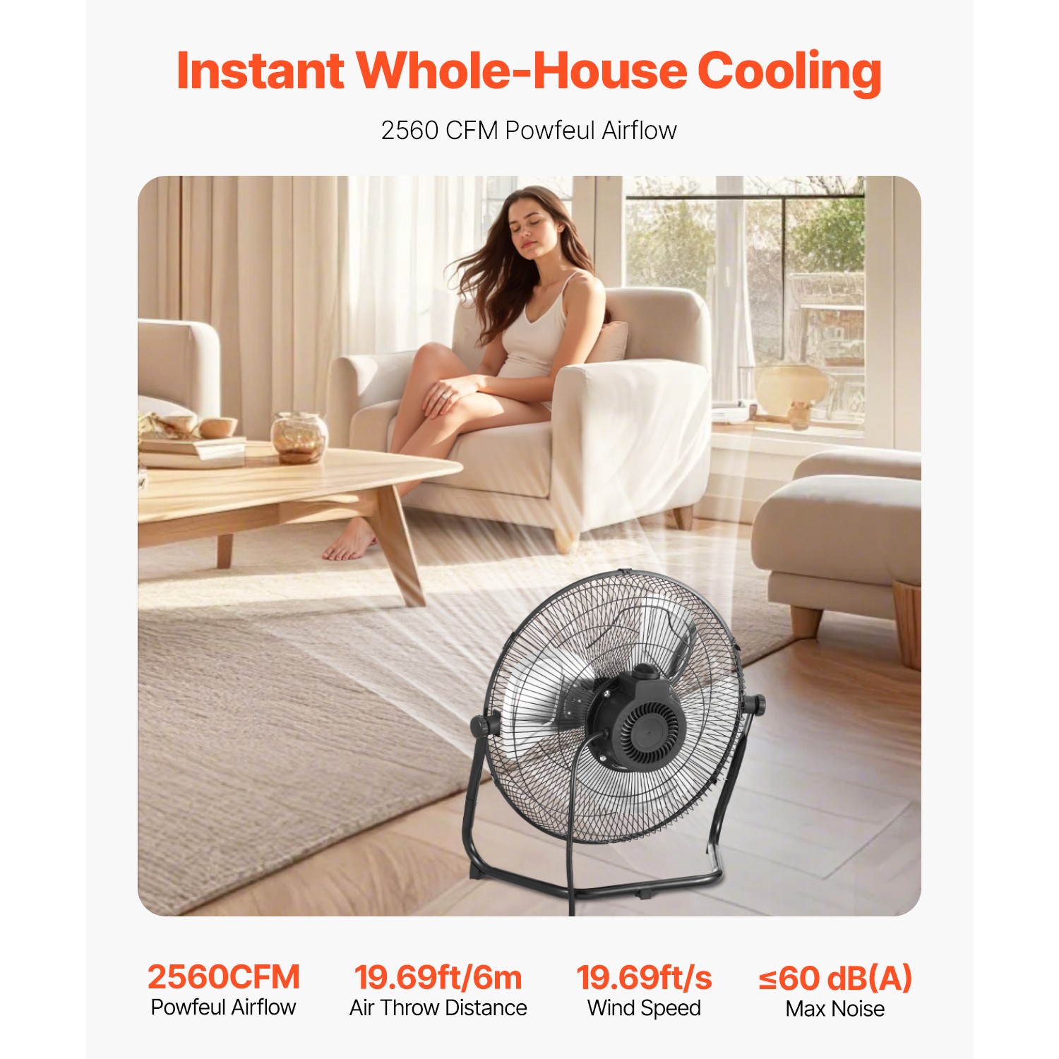 Uimoso 14 Inch Floor Fan 3 Speeds 360° Adjustable Tilt High Velocity Metal Fan