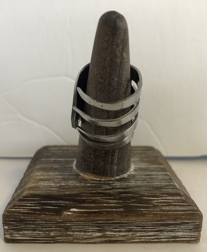 Artisan Handcrafted Fork Ring. Silver Plated Size 7