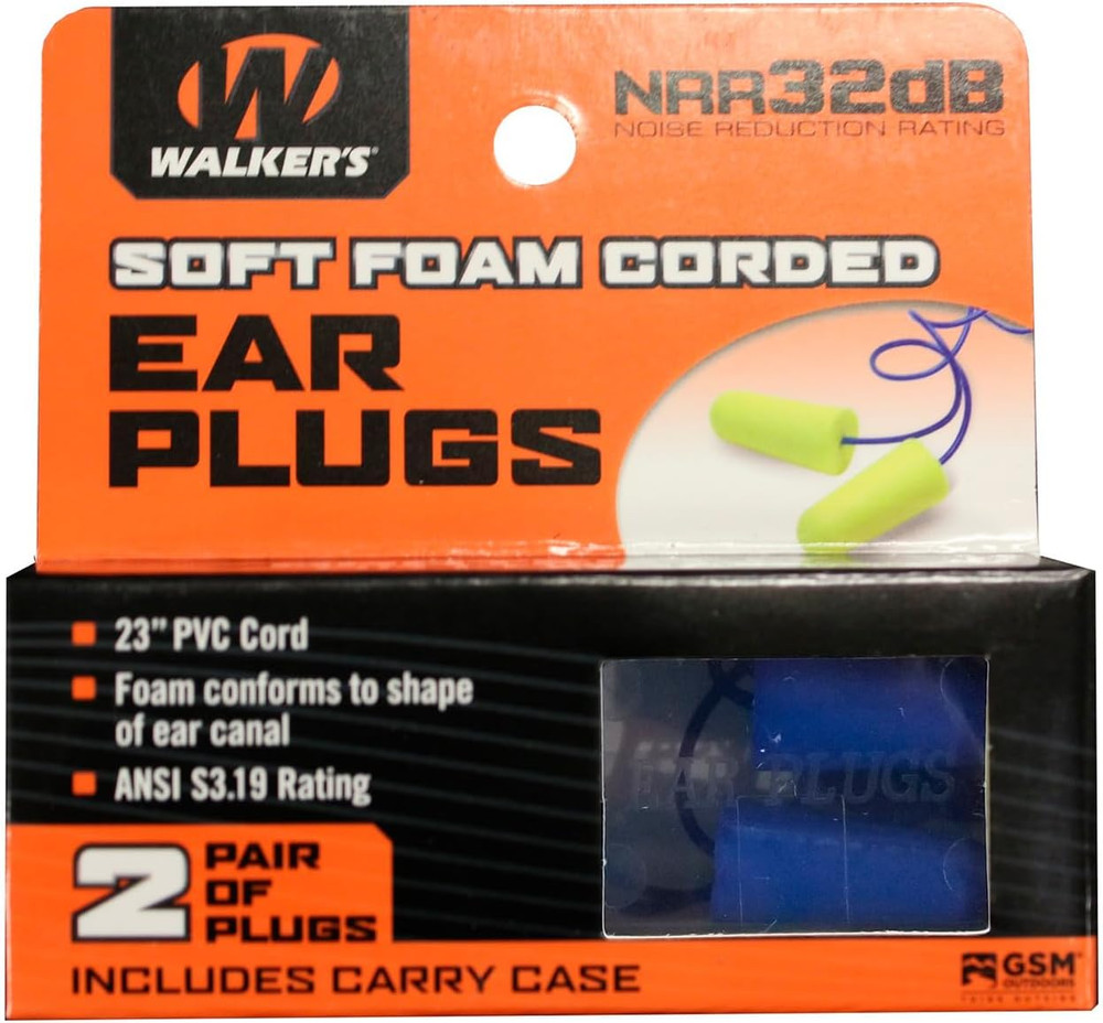 32dB Corded Foam Earplugs with Case - Noise Reduction for Work Shooting Range