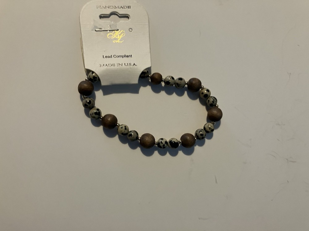 Handmade Beaded Stretch Bracelet Brown & Black NEW