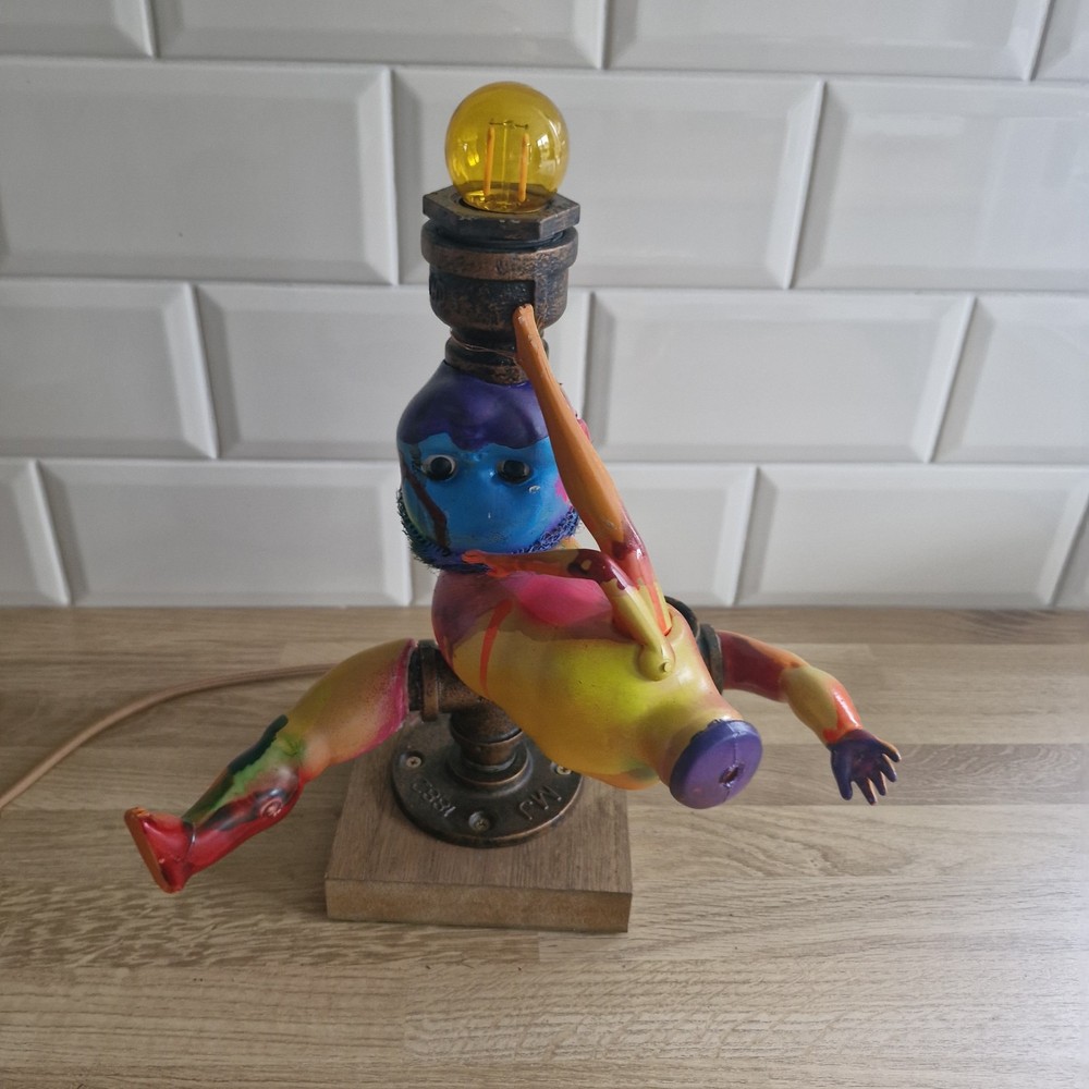 Steampunk Creepy Painted Doll Table Lamp