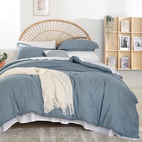 Comforter Set 7 Pieces Comforter Set Soft Lightweight Queen Dusty Blue