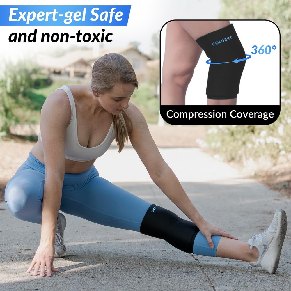 Coldest Knee Ice Pack 360 - Pain Relief Compression, Small, black
