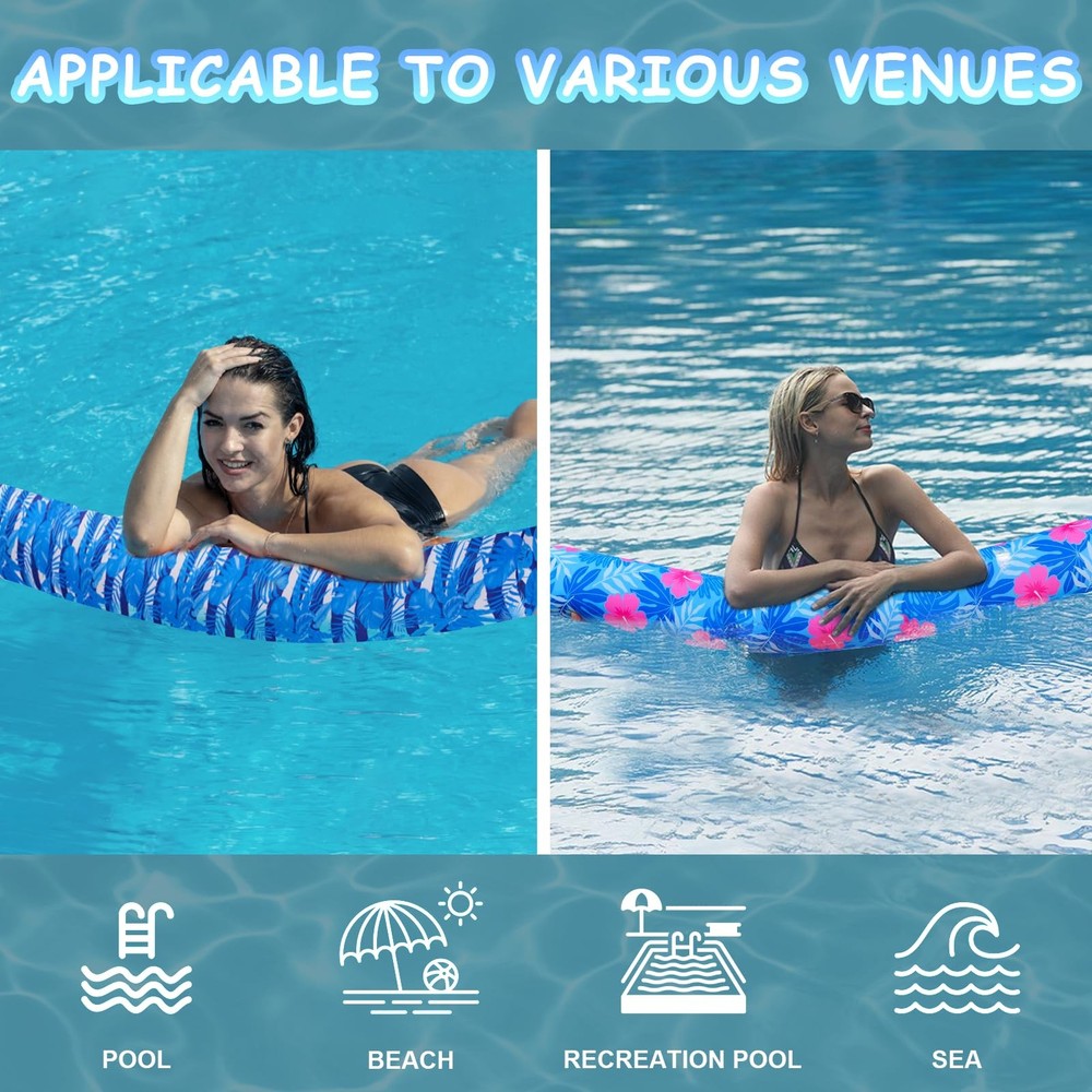 Inflatable Swimming Pool Noodle, 2 Pack Soft Fabric Quick Drying Covered Larg...