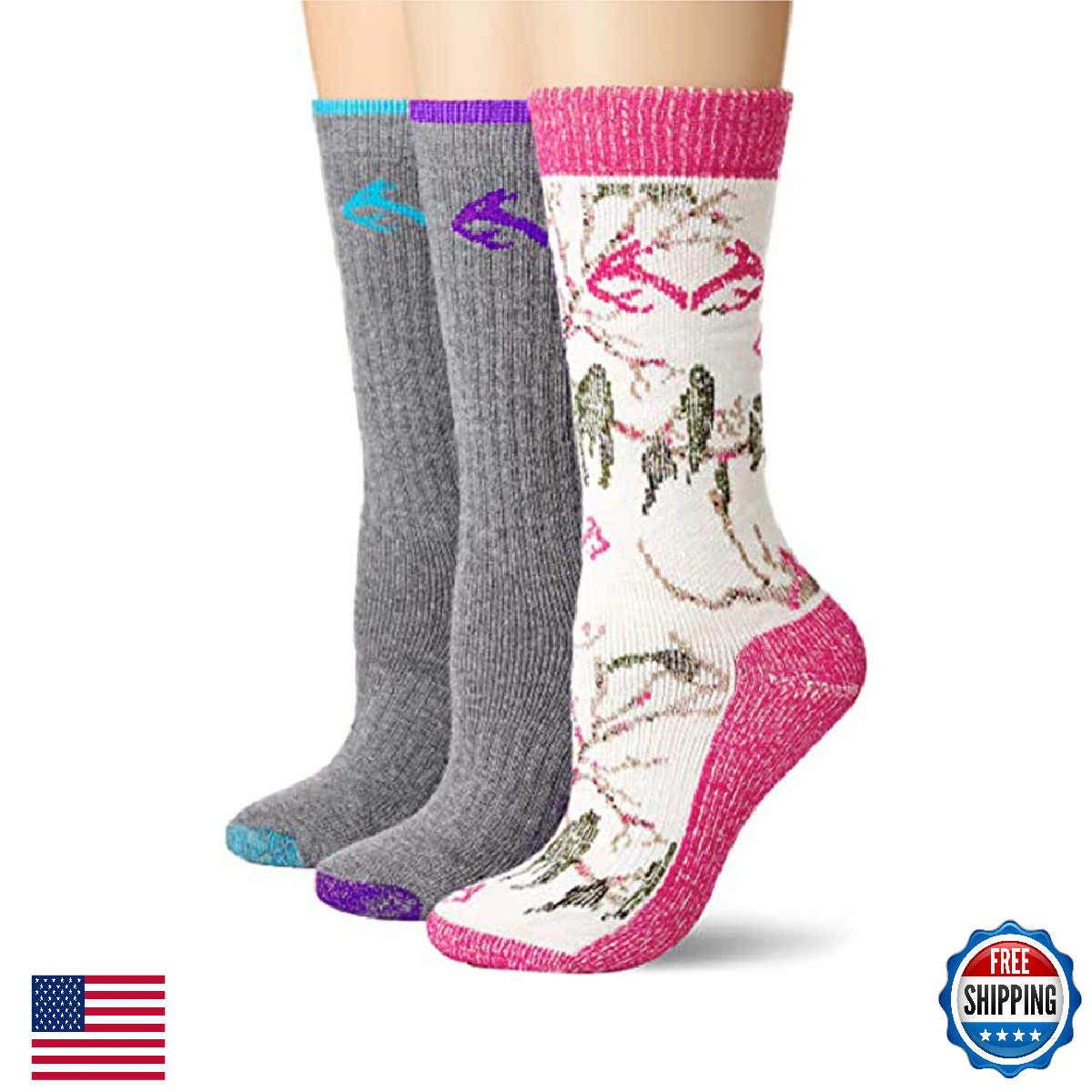 Realtree Women's Wool Socks Gift Box - Medium US Shoe Size 6-9