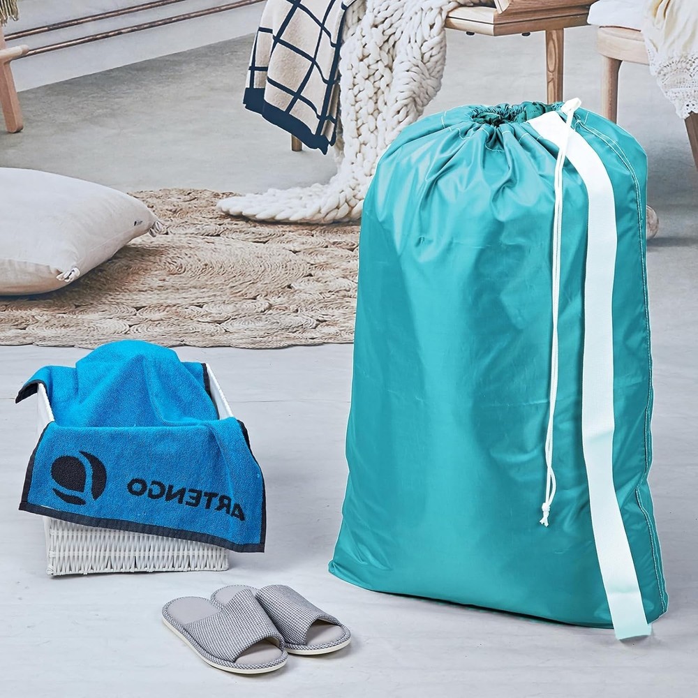 Large Capacity Nylon Laundry Bags (2 Pack) - Durable & Stylish Storage Solution