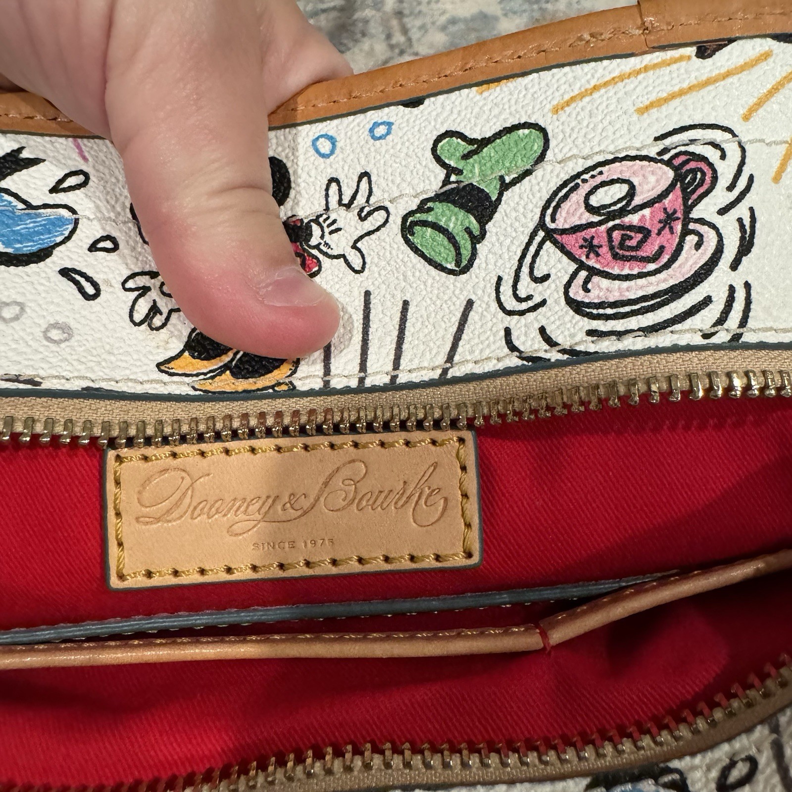 Dooney & Bourke Disney Sketch Mickey & Minnie Mouse Castle Handle Tote Bag Purse