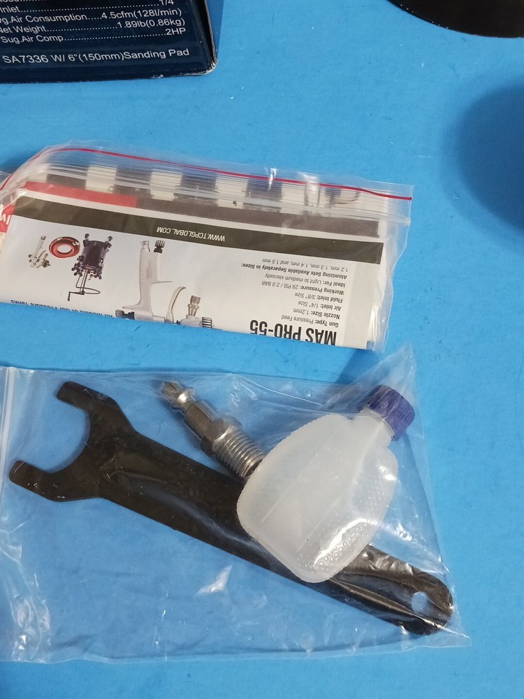 6" Dual-Action Random Orbit Air Palm Sander with PSA and Hook/Loop Backing Pads