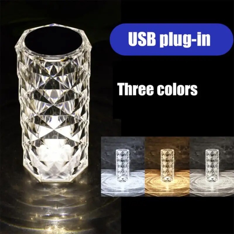 Rechargeable Crystal Light Lamp Color Changes Touch + Remote Control Night Light