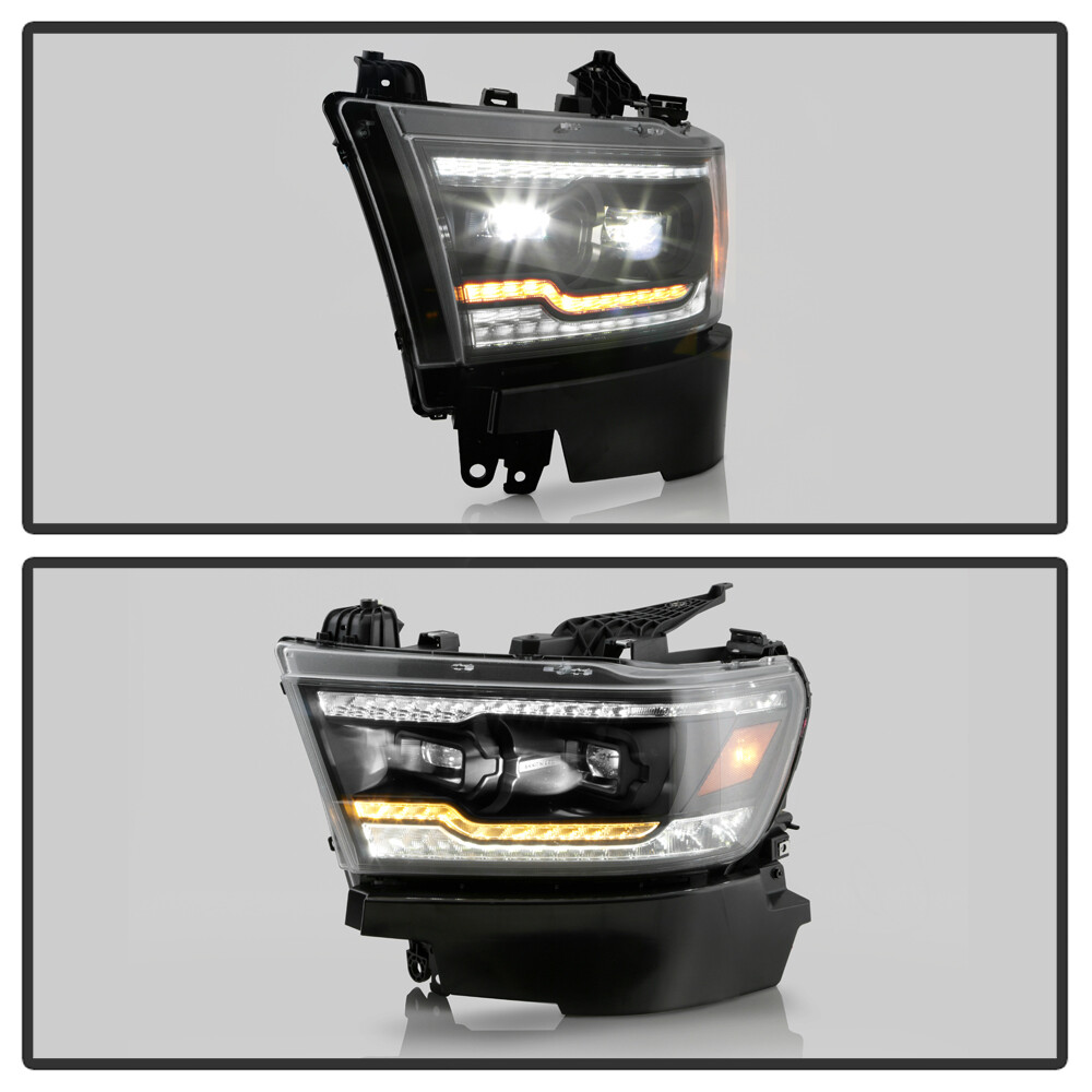 2019-2022 Ram 1500 Black Full LED Sequential Turn Dual LED Projector Headlights