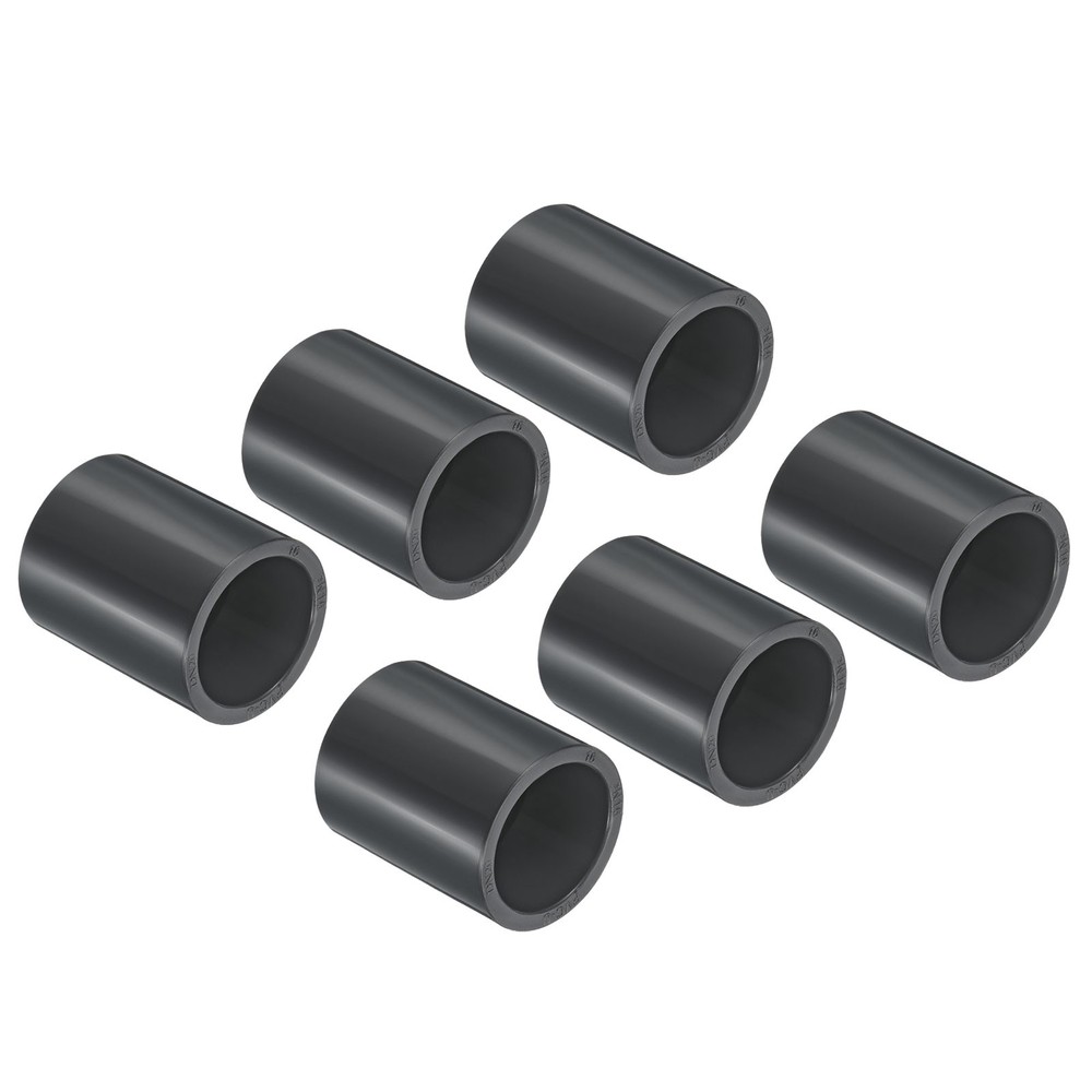 UPVC Pipe Fitting 25mm Socket, 6 Pack Straight Coupling, Dark Grey