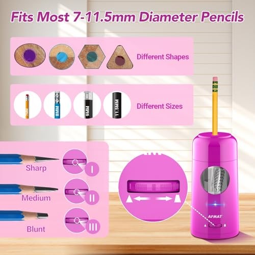 Electric Pencil Sharpener, Rechargeable Fully Automatic Pencil Purple