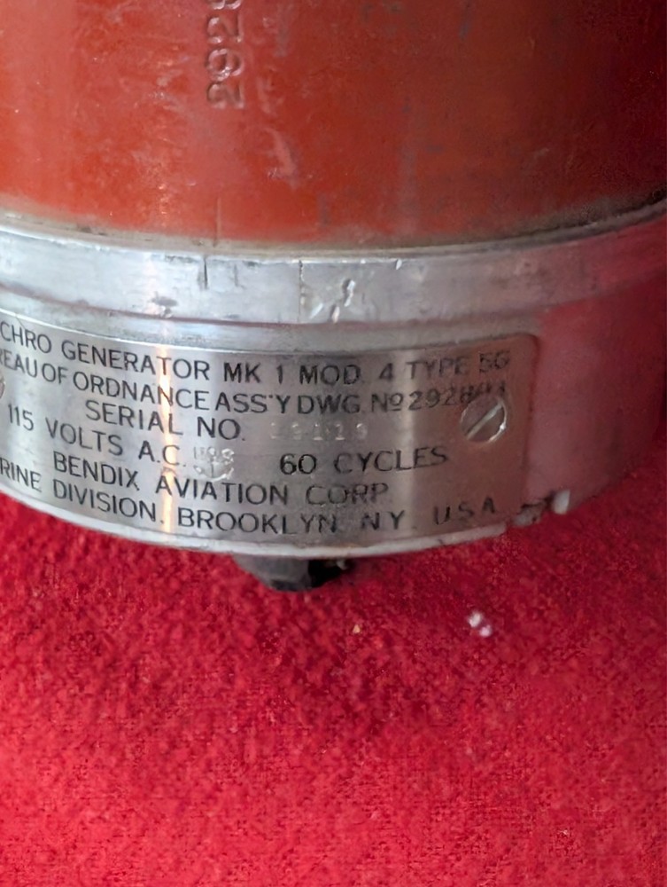 SYNCHRO GENERATOR MK 1 MOD 4 TYPE 5G BENDIX AVIATION MARINE DIV, 292803