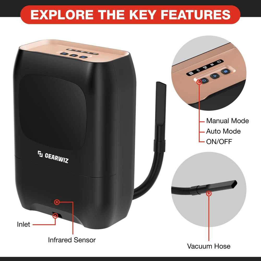 Touchless Automatic Electric Vacuum Dustpan with Nozzle Attachment – Hands-Free,