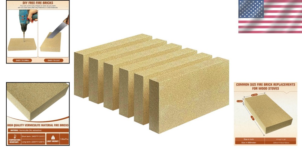 Durable Clay Fire Bricks - Versatile Insulation for Ovens, Stoves, & Fireplaces