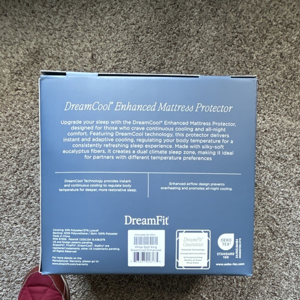 DreamFit DreamCool Enhanced Cooling Mattress Protector Split King White