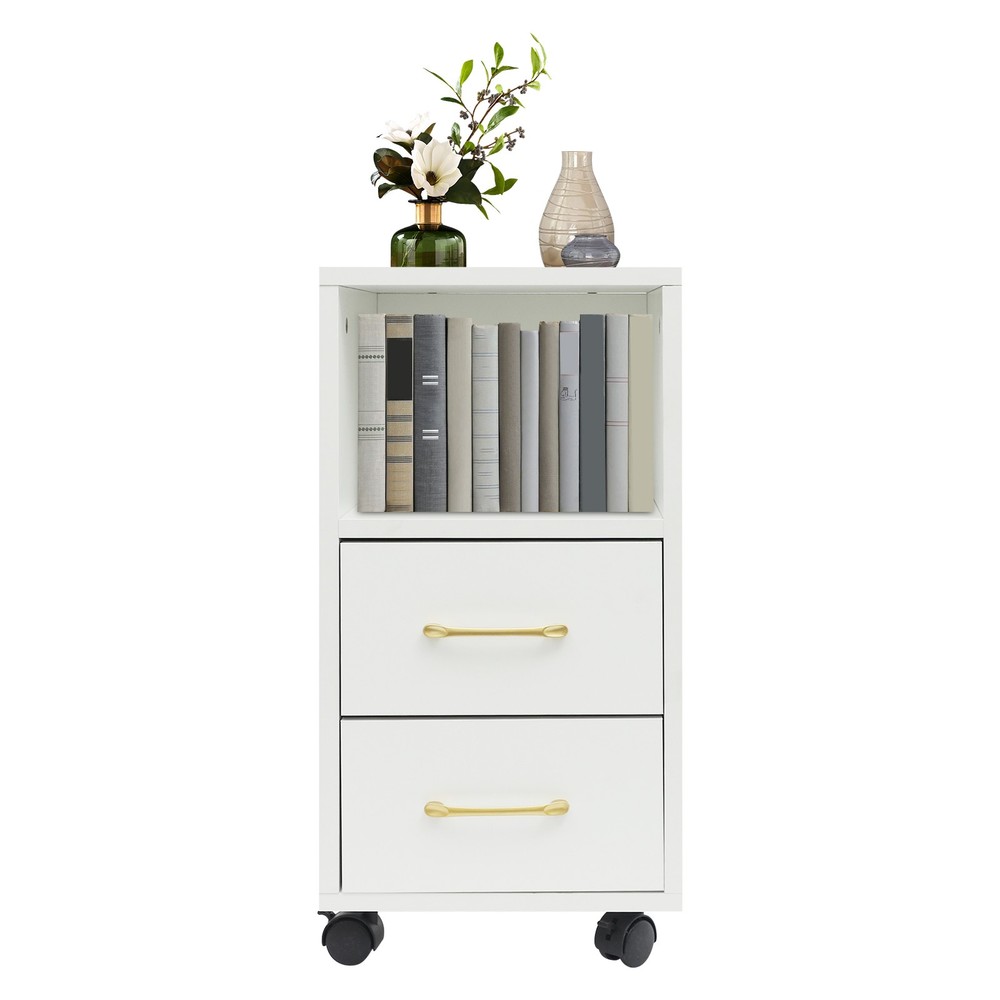 3-Tier End Table Sofa Side End Storage Shelf White Movable Storage Cabinet