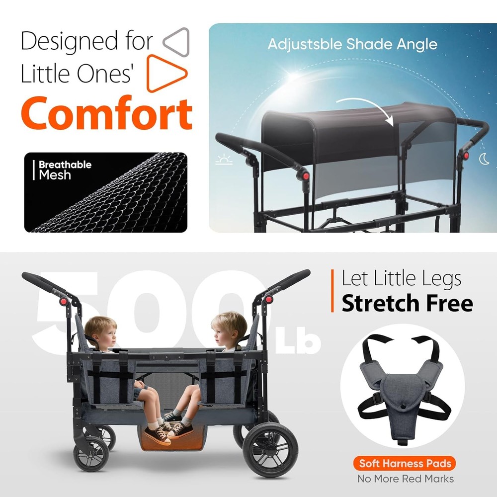 Stroller Wagon Convertible 2 Kids Canopy