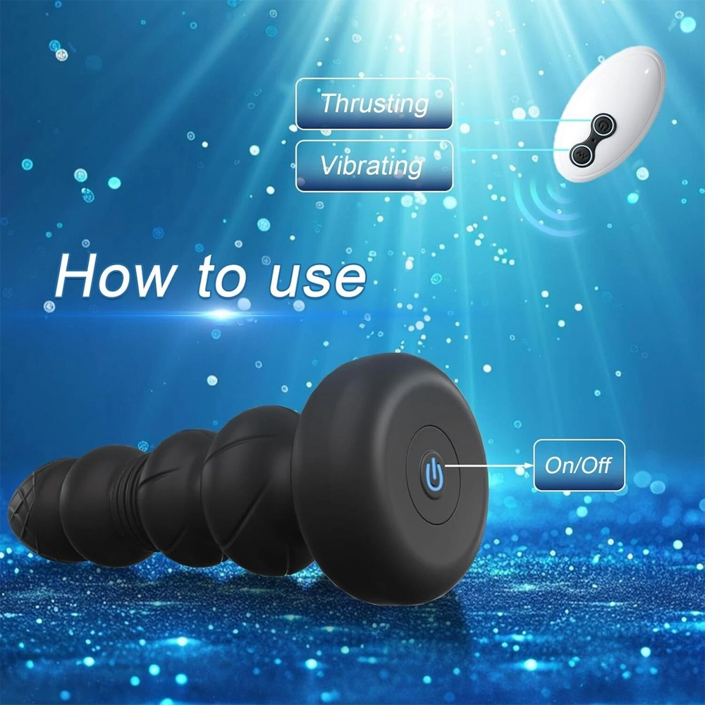 Thrusting Vibrating Anal Butt Plug Dildo Prostate Massager with Remote Control