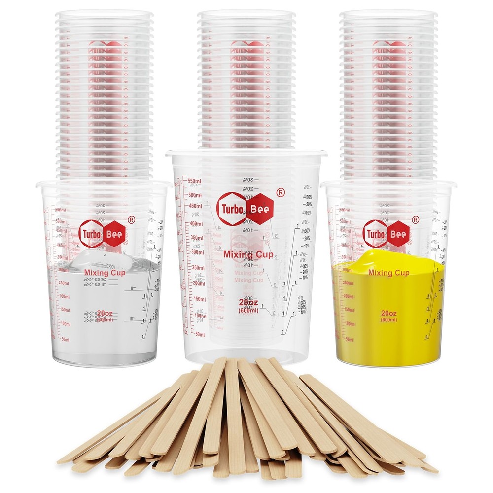 20oz Resin Mixing Cups - [Easy-Separate Design] 50 Pack Graduated PP Plastic ...