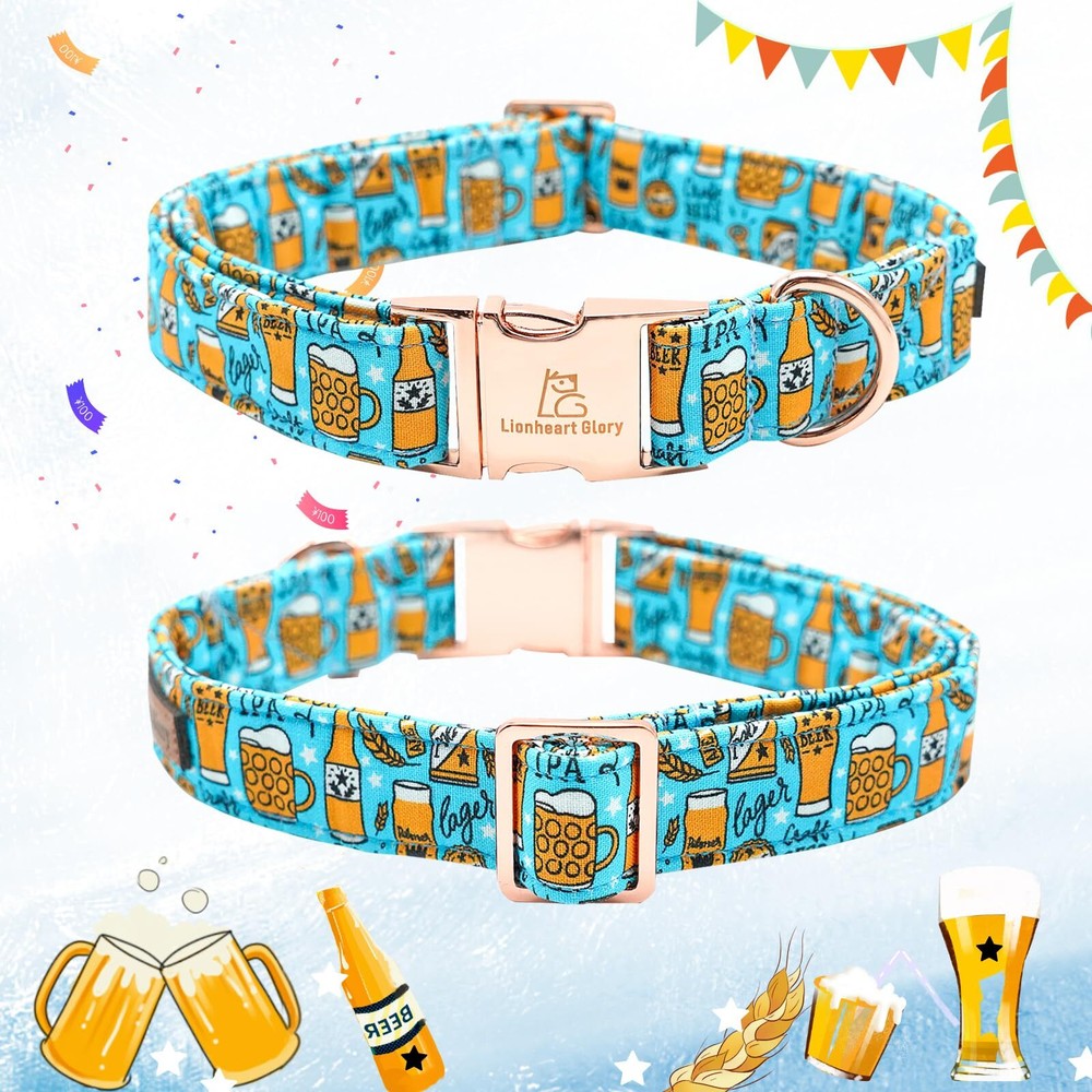 Blue Summer Party Collar - Soft Durable Adjustable for Medium Dogs