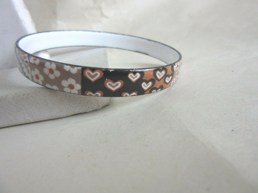 Michaela Freye Aichberger brown/tan enameled bangle bracelet