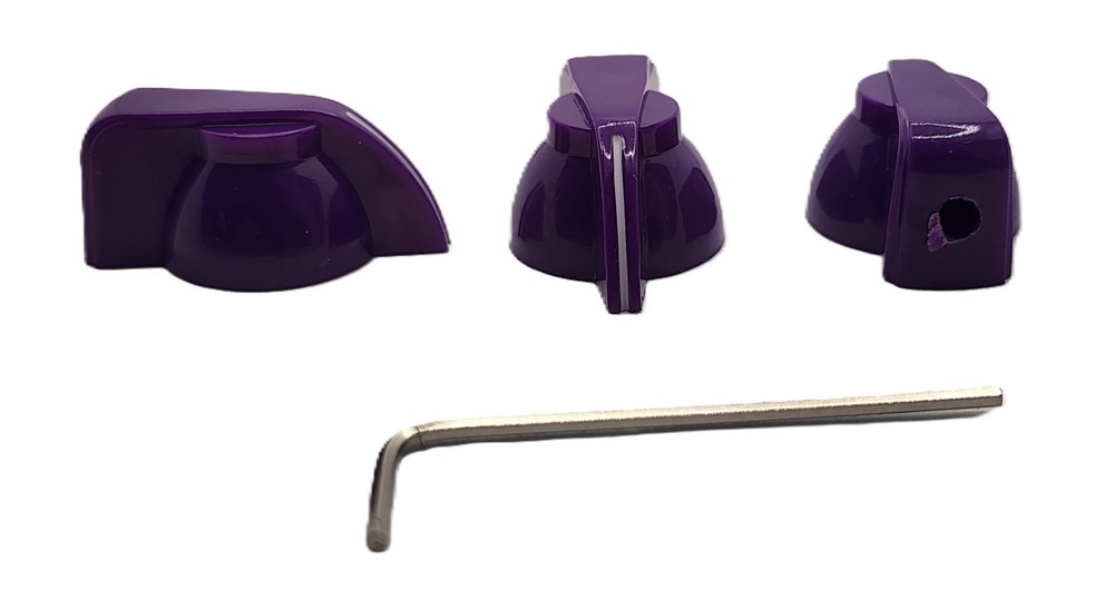 3x Purple Chicken Head Knobs with Brass Insert and Set Screw