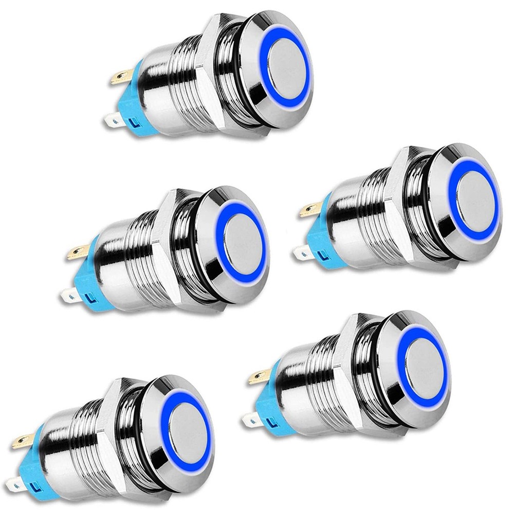 5pcs 12mm locking push button switch high round cap, waterproof5274