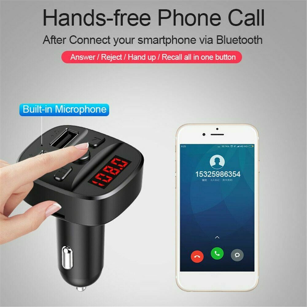 Dual USB Charger Car Kit Bluetooth 5.0 Handsfree FM Radio Transmitter MP3 Player