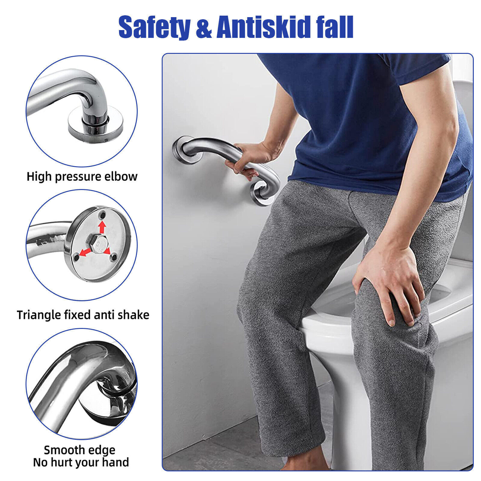 Stainless Steel Grab Bar Bathroom Safety Handicap Shower Tub Handle Support Lot