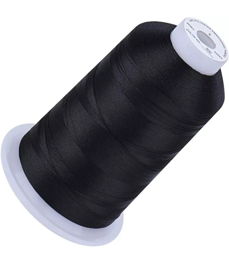 Embroidery Thread 5500 Yards Black 900, 40Wt 100% Polyester