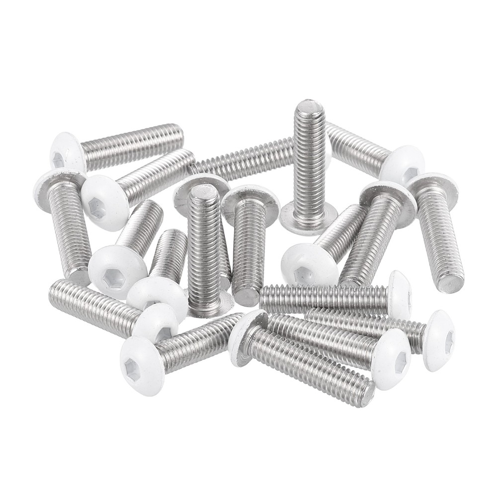 20 Pcs M5-0.8 x 20mm Button Head Socket Cap Screw Machine Screw, White