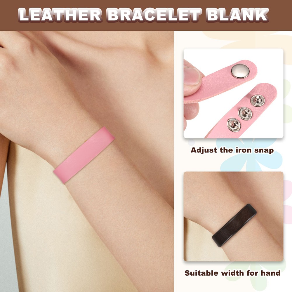 10 Pcs Plain Leather Bracelets Leather Snap Bracelets, Blue