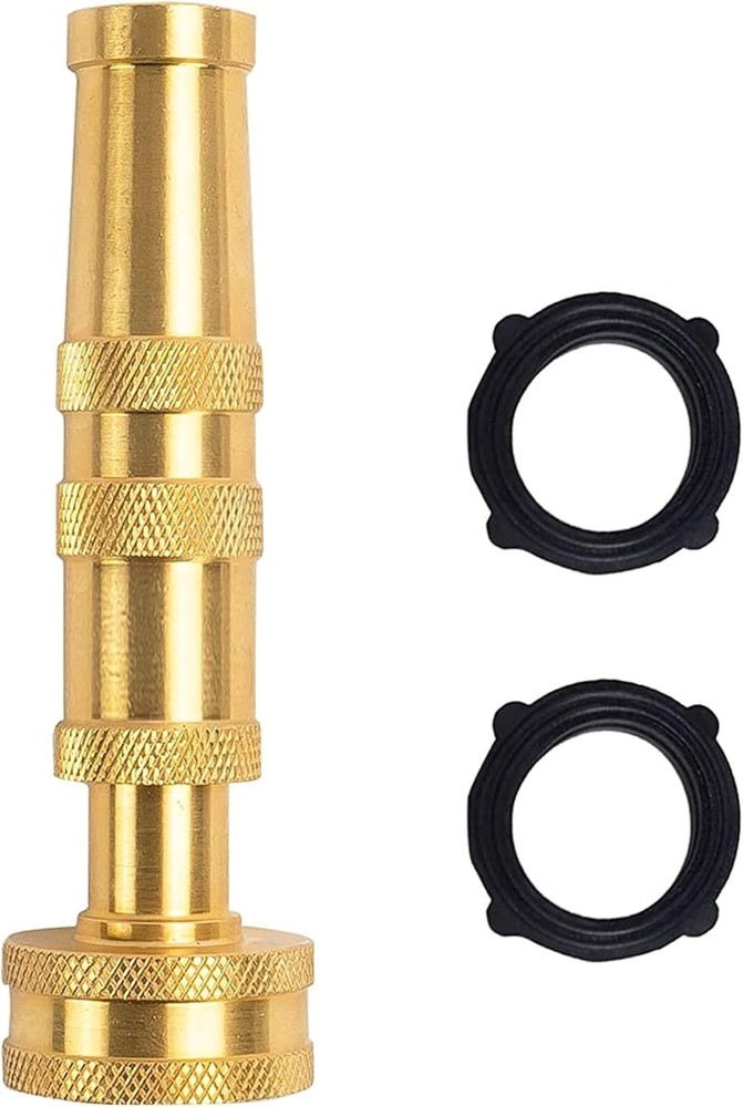 4 Inch Adjustable Twist Nozzle - Solid Brass Hose Attachment with Rubber Washers