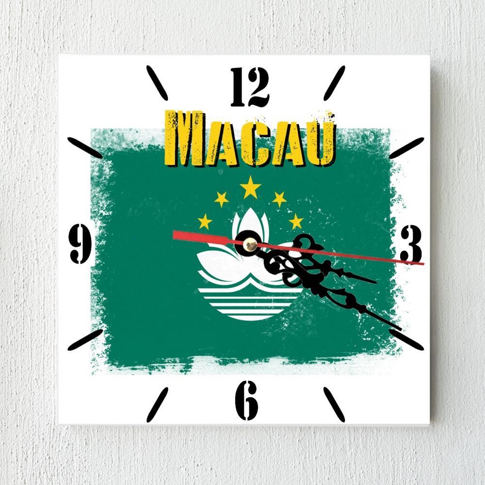 Macau Flag Wall clock patriots CERAMIC Tile Watch Support Décor