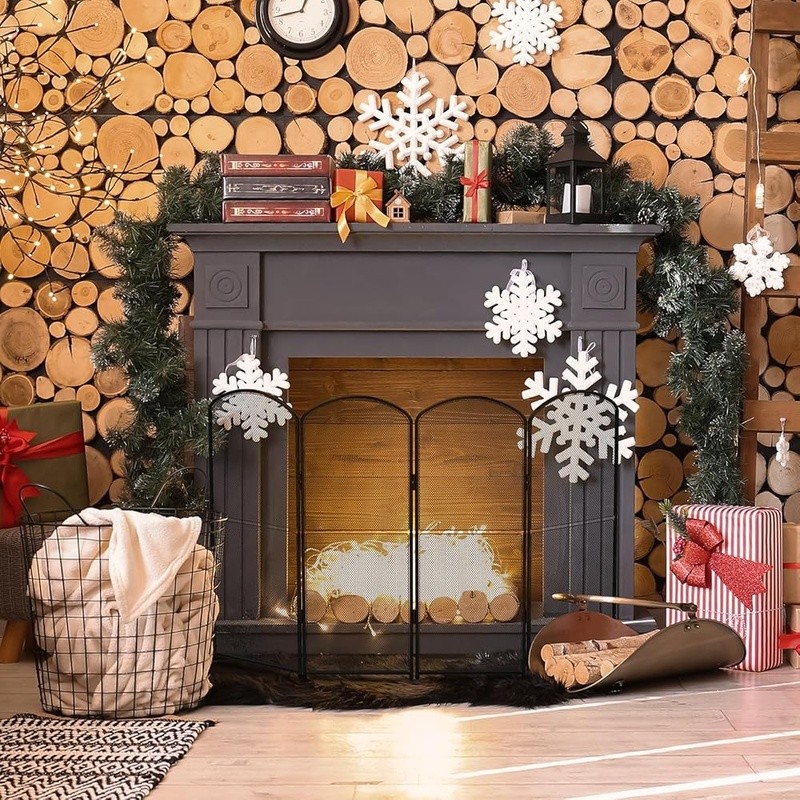4 Panel Fireplace Screen Foldable Protective Metal Mesh Spark Guard Stand New