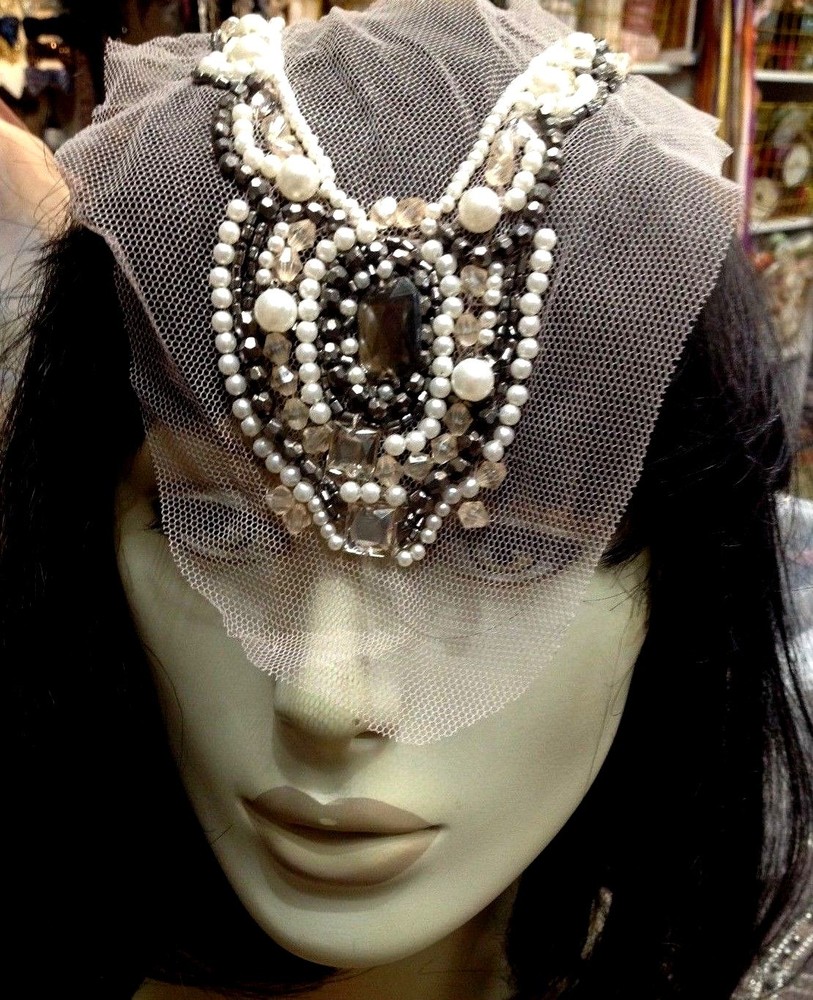 Collar Netting 15" Long Beaded Hand Sewn 1pc