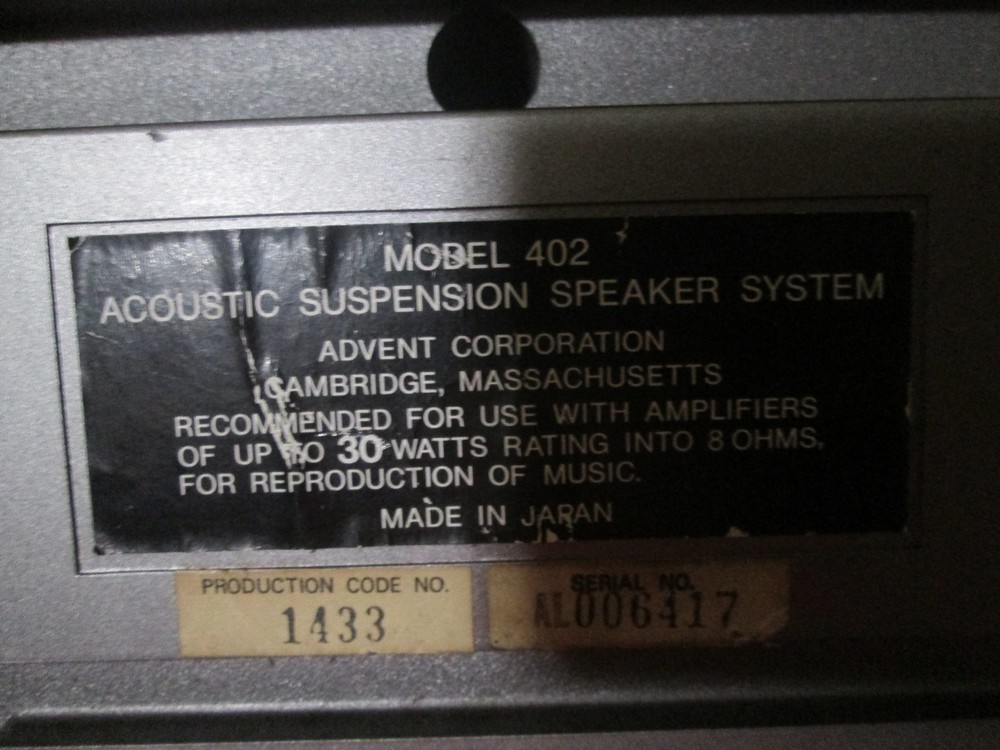 Advent Response 420 Speaker ONLY Model 402