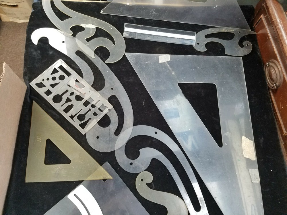 11 Assorted Size Plastic Drawing / Drafting Stencil Tools Lutz Arthur Keuffel