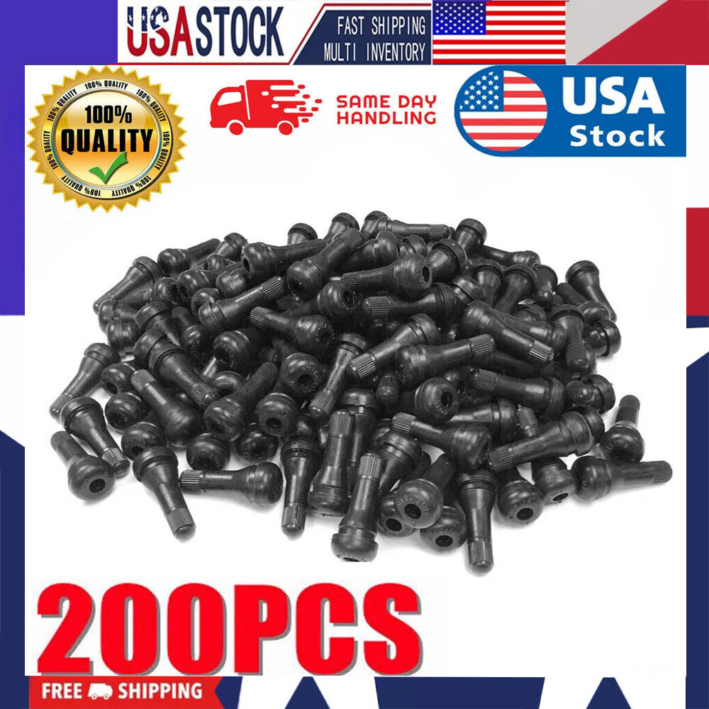 LOT 200 TR 413 SNAP-IN TIRE VALVE STEMS SHORT BLACK RUBBER MOST POPULAR VALVE