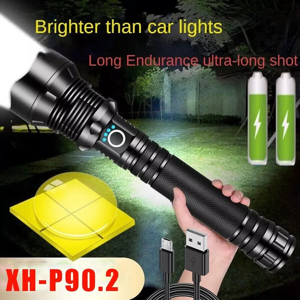 Super Bright LED Tactical Flashlight Torch P90 Rechargeable Battery Work Light