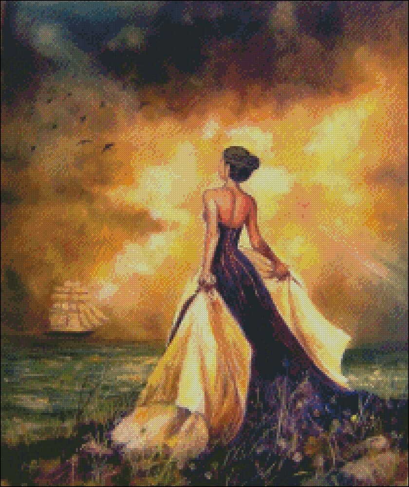 Gaze Afar - Chart Counted Cross Stitch Patterns Needlework DIY DMC Color 14 ct