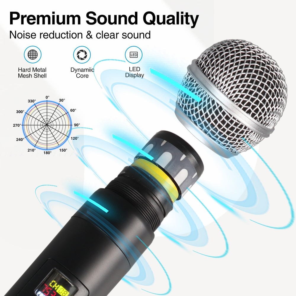 Professional Microphone Wireless 4 Channels Handheld Dynamic Karaoke Mic Band