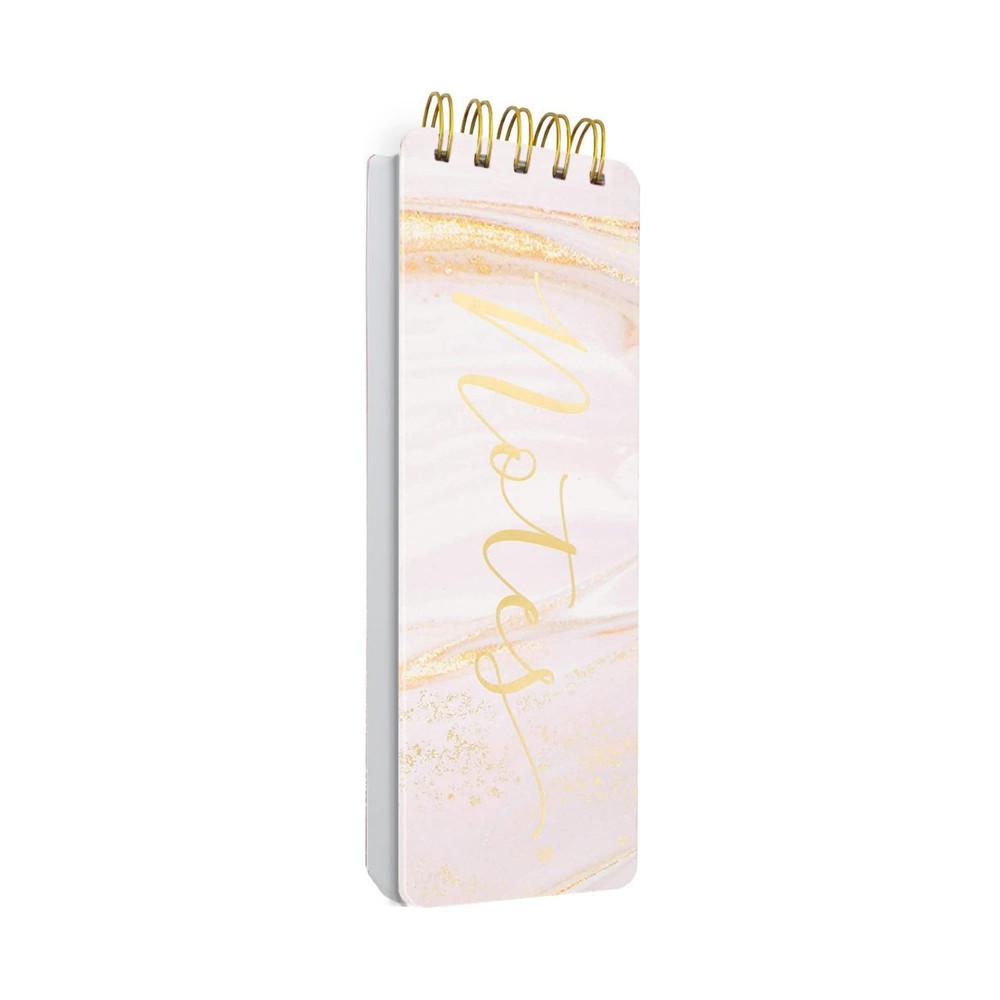 Pink Marble Hardcover Spiral Notebook 300 Pages Compact Note Taking Notepad
